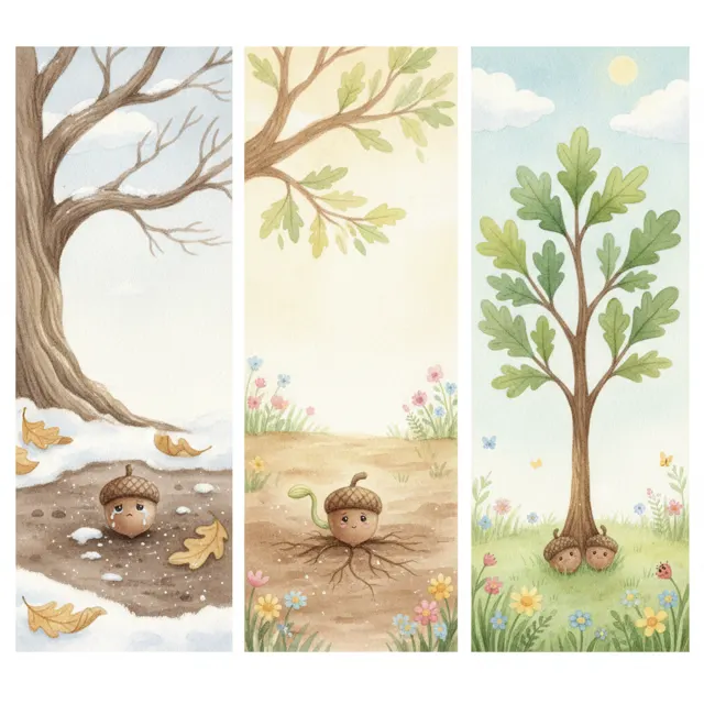 The Acorn's Long Wait story for kids illustration