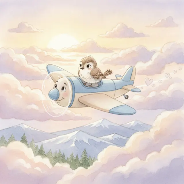 The Airplane Who Helped a Scared Bird story for kids illustration