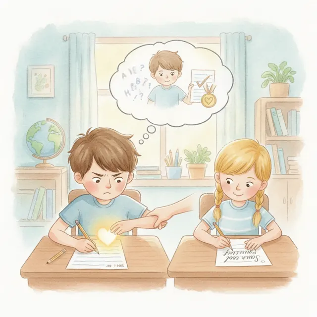 The Answer I Almost Copied story for kids illustration