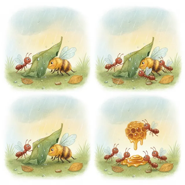 The Ant Who Helped the Bee story for kids illustration
