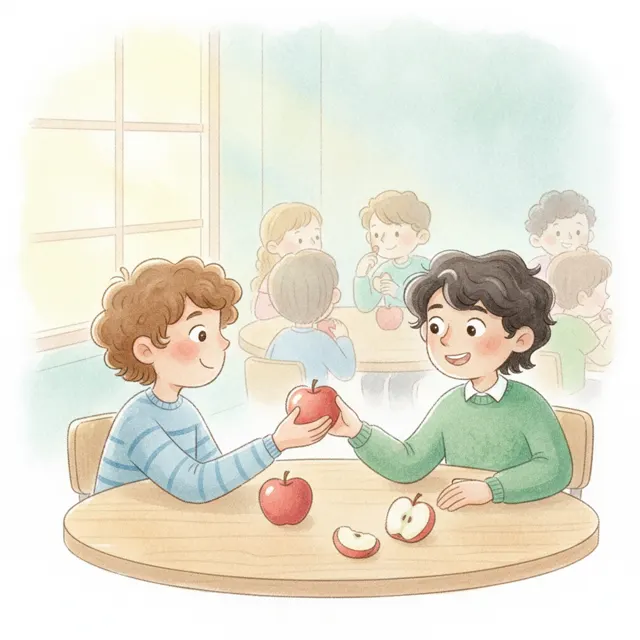 The Apple That Made a Friend story for kids illustration