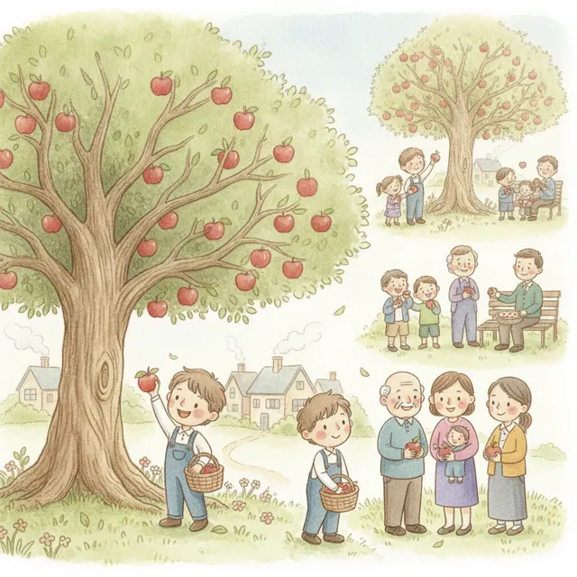 The Apple Tree's Gift story for kids illustration