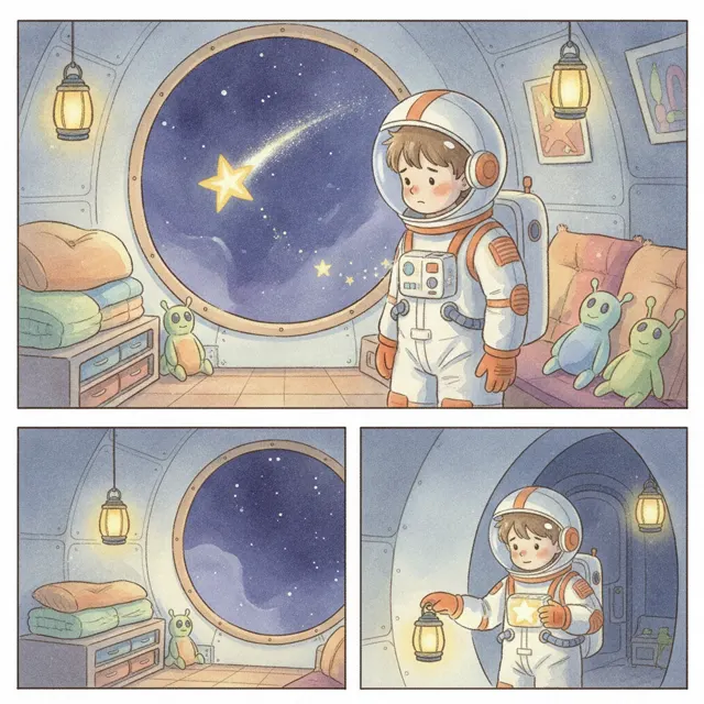 The Astronaut Who Lost His Star story for kids illustration