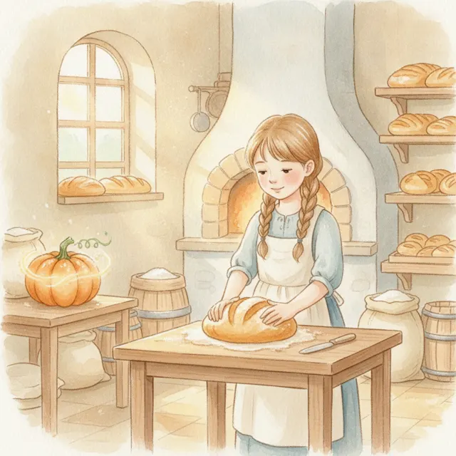 The Baker Girl and the Magic Pumpkin story for kids illustration