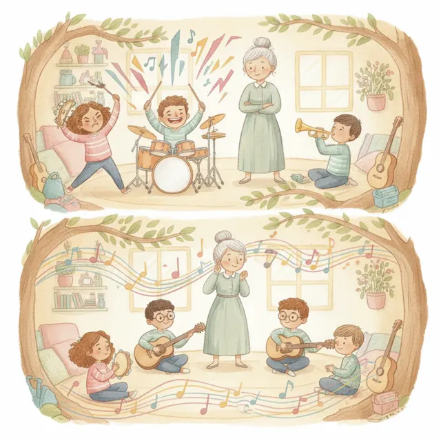 The Band Without a Song story for kids illustration