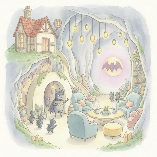 The Bat Cave Secret story for kids illustration