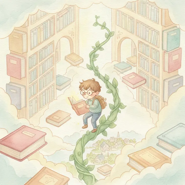 The Beanstalk Library story for kids illustration