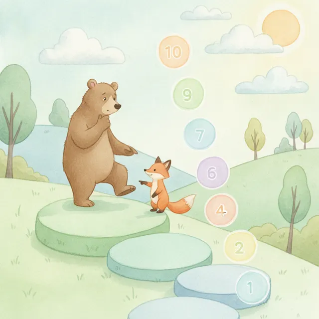 The Bear Who Counted Backward story for kids illustration