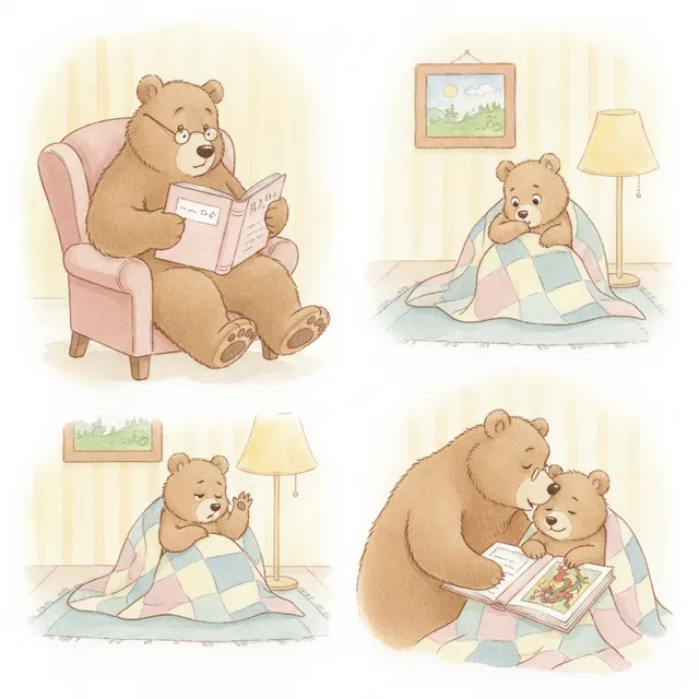 The Bear Who Read Slowly story for kids illustration