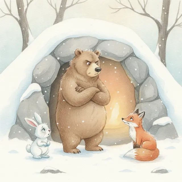 The Bear Who Shared the Cave story for kids illustration