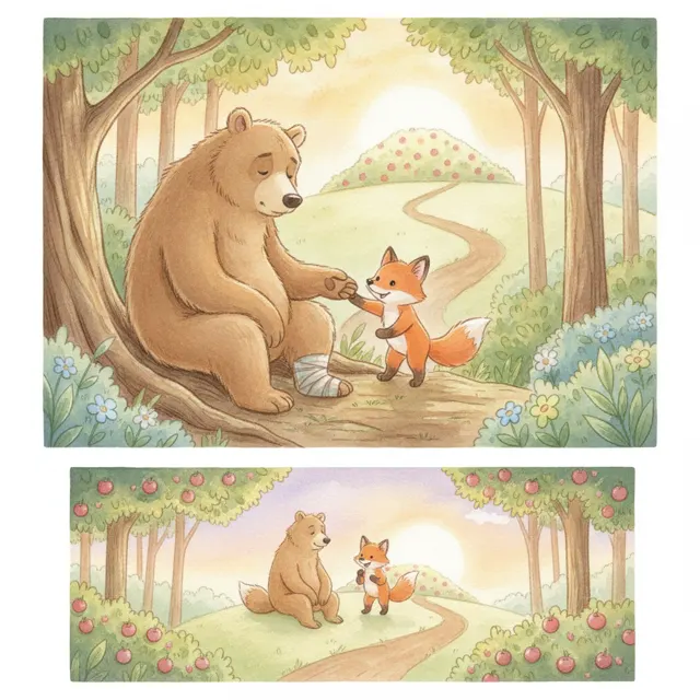 The Bear Who Walked the Whole Trail story for kids illustration