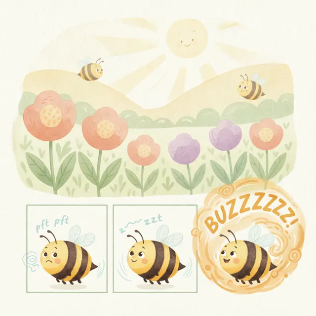 The Bee Who Could Not Buzz story for kids illustration
