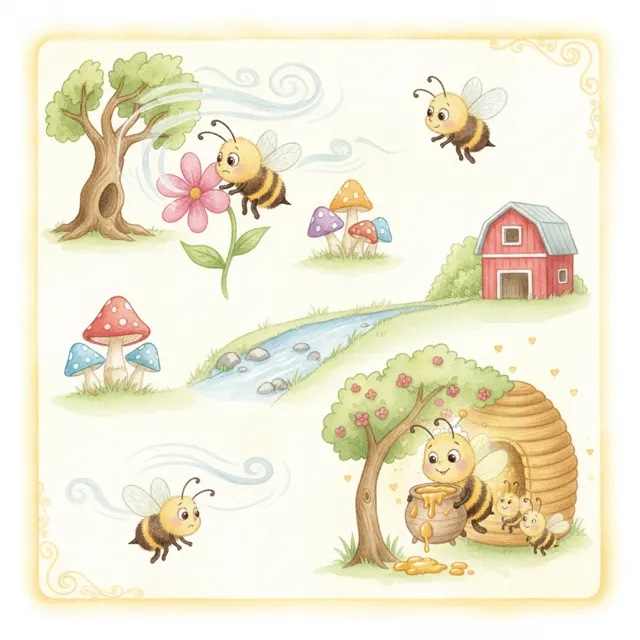 The Bee Who Could Not Find Her Way Home story for kids illustration