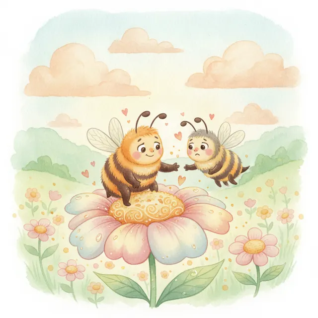 The Bee Who Shared the Sweetest Flower story for kids illustration