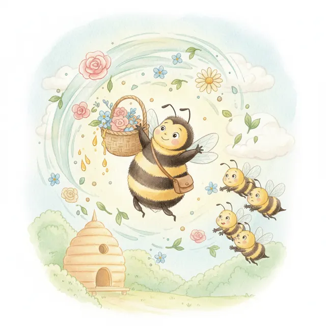 The Bee Who Wanted to Do It Alone story for kids illustration
