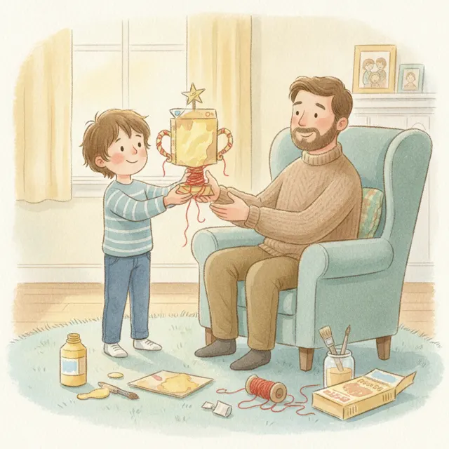 The Best Dad Trophy story for kids illustration