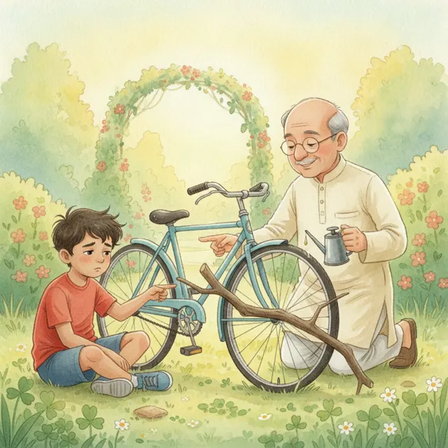 The Bicycle That Stopped story for kids illustration