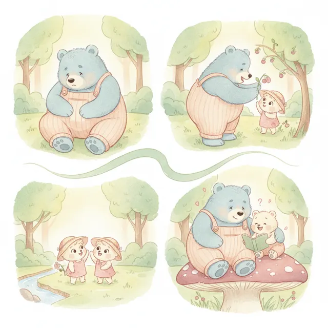 The Big and Little B story for kids illustration