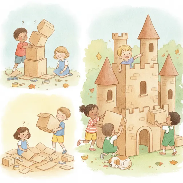 The Big Cardboard Castle story for kids illustration