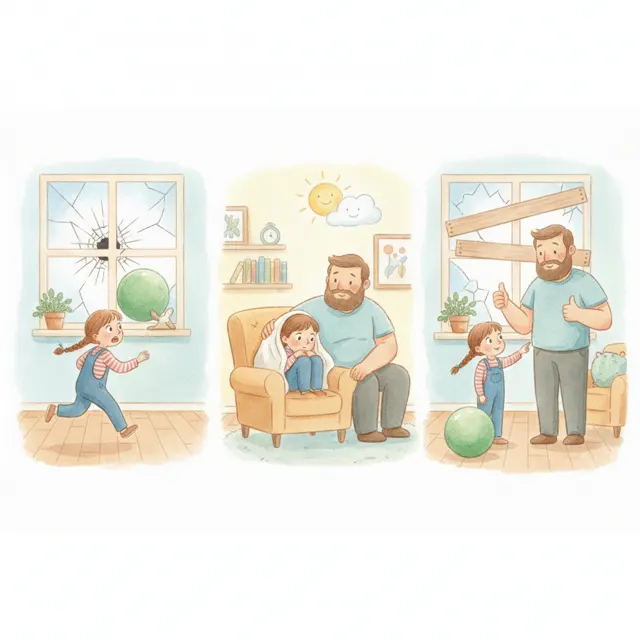 The Big Green Ball story for kids illustration