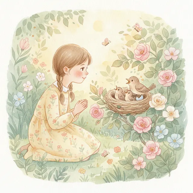 The Bird's Secret Nest story for kids illustration