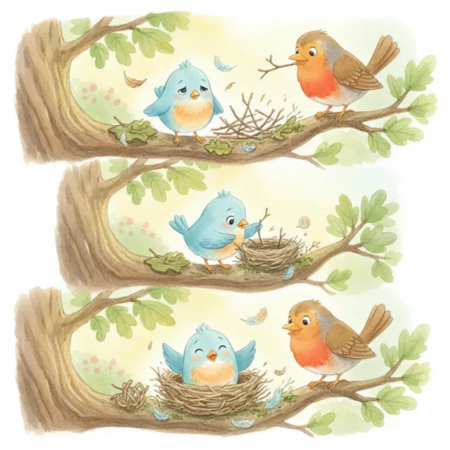 The Bird Who Could Not Build a Nest story for kids illustration