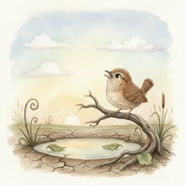 The Bird Who Waited for the Rain story for kids illustration