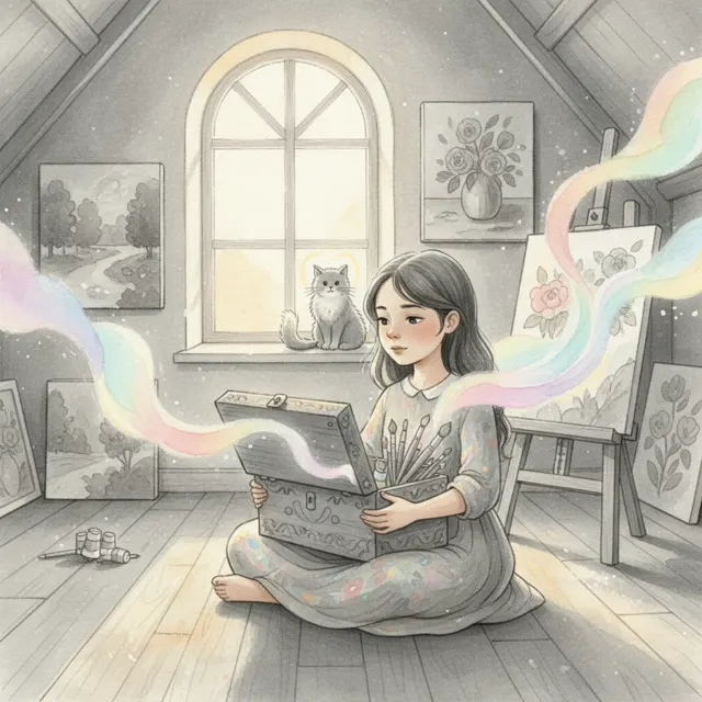 The Box of Colors story for kids illustration