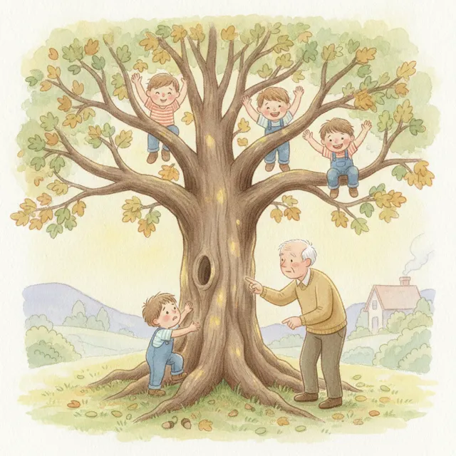 The Boy Who Climbed the Oak story for kids illustration