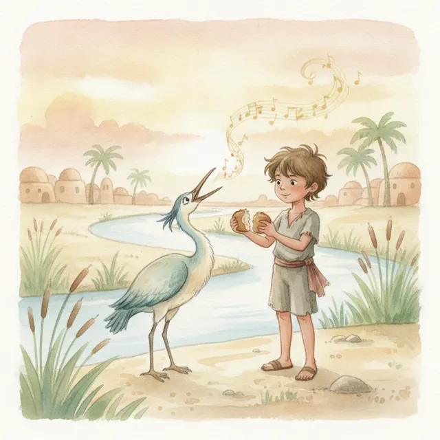 The Boy Who Fed the Nile Bird story for kids illustration