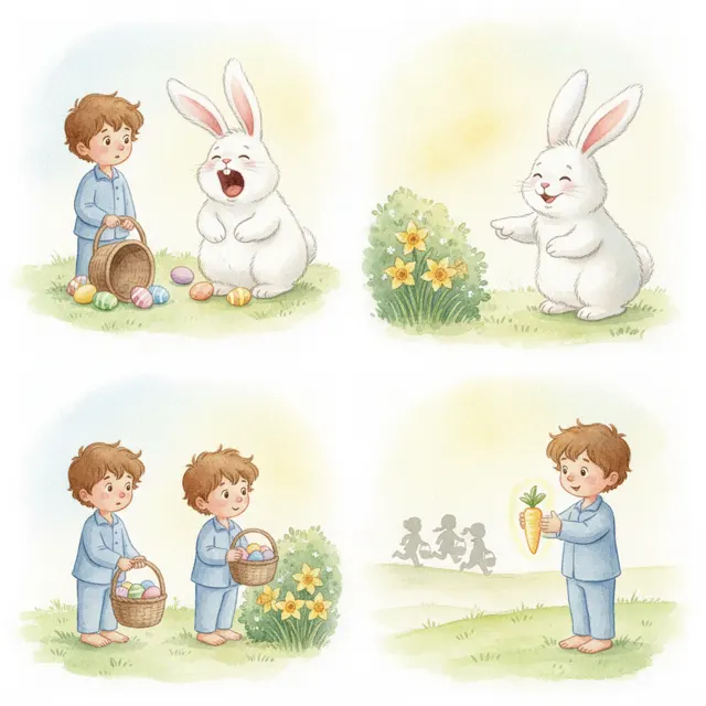 The Boy Who Helped the Tired Bunny story for kids illustration