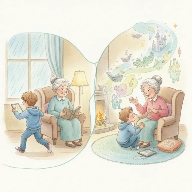 The Boy Who Listened to Grandma's Stories story for kids illustration