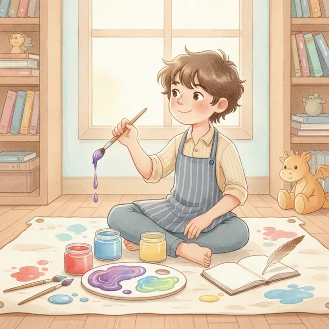 The Boy Who Mixed New Colors story for kids illustration