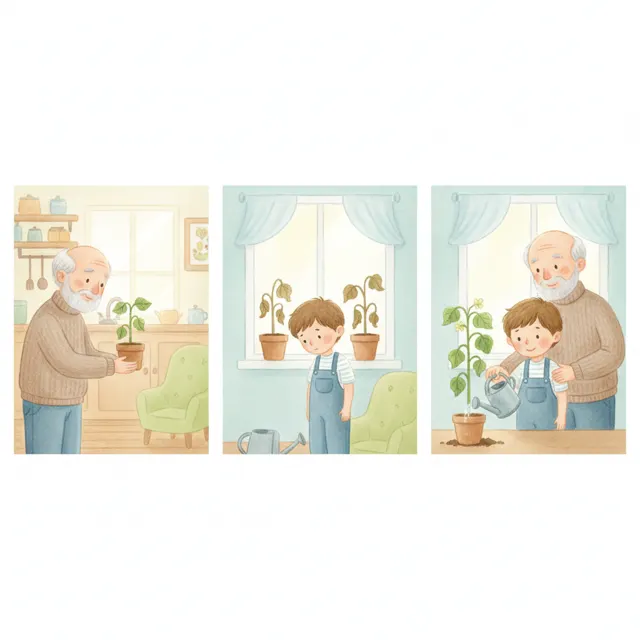The Boy Who Watered the Bean Plant story for kids illustration
