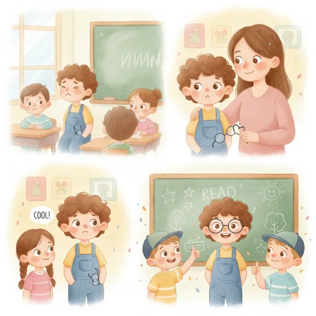The Boy Who Wore Glasses story for kids illustration