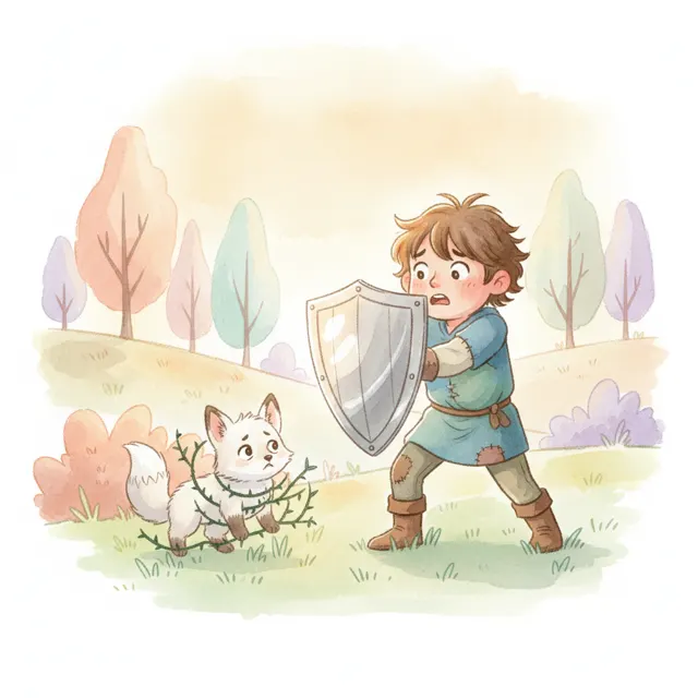 The Brave Hero's First Shield story for kids illustration
