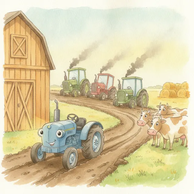The Brave Little Tractor story for kids illustration