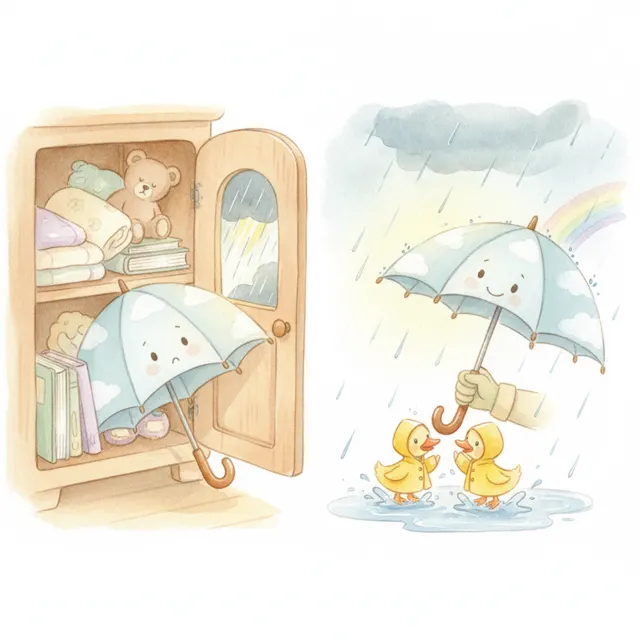 The Brave Little Umbrella story for kids illustration