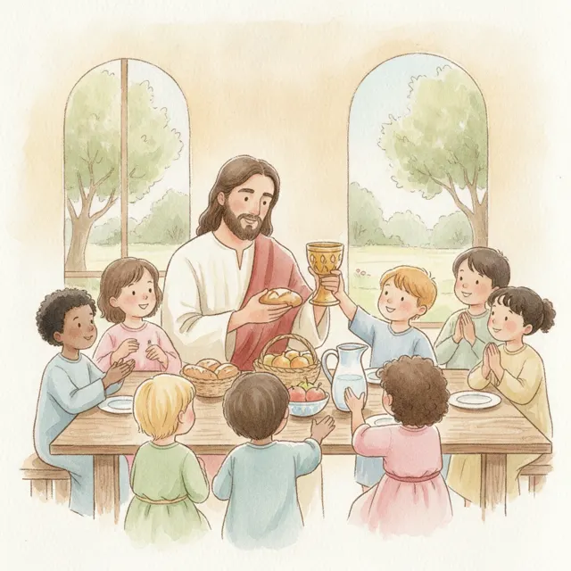 The Bread and the Cup story for kids illustration