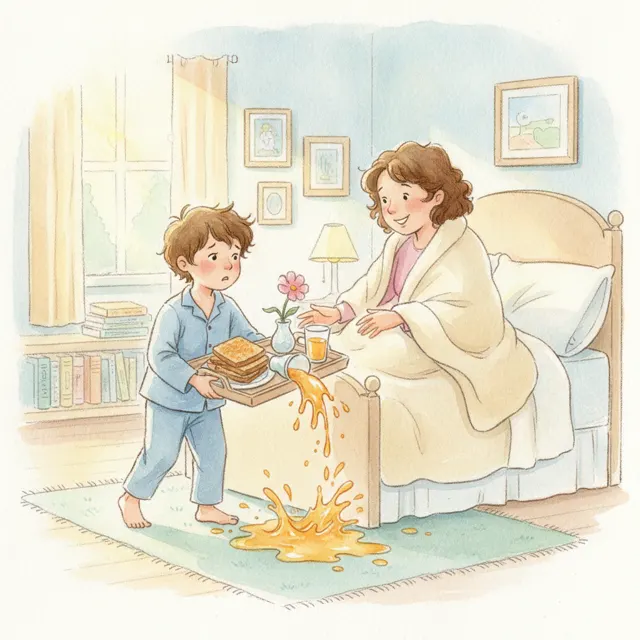 The Breakfast Tray That Wobbled story for kids illustration