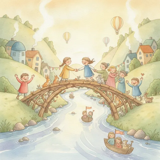 The Bridge That Friends Build story for kids illustration