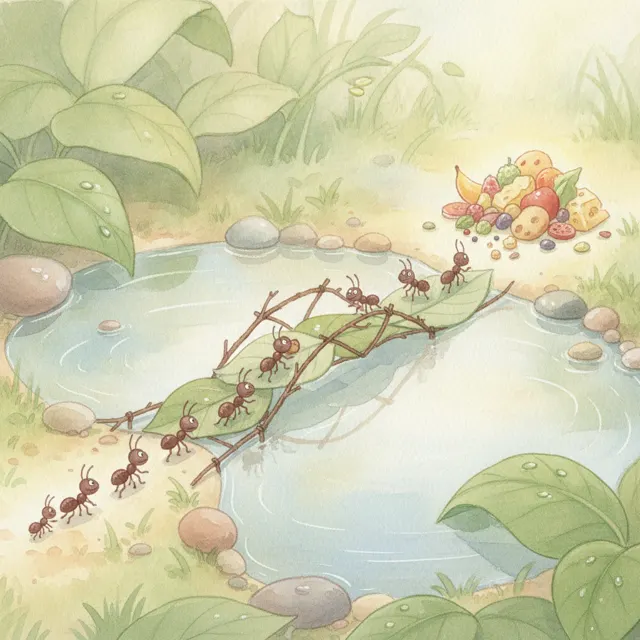 The Bridge the Ants Built story for kids illustration