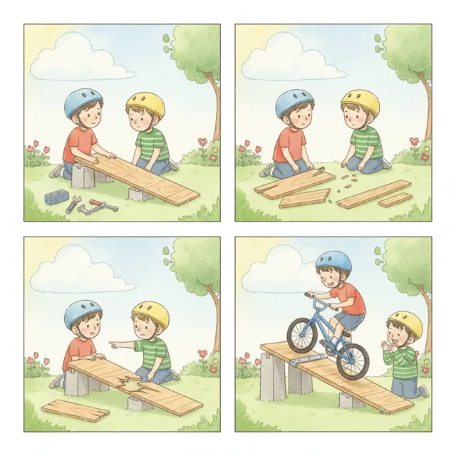 The Broken Bicycle Ramp story for kids illustration