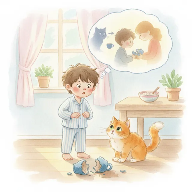 The Broken Blue Cup story for kids illustration