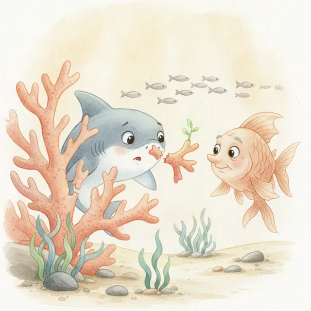 The Broken Coral Branch story for kids illustration