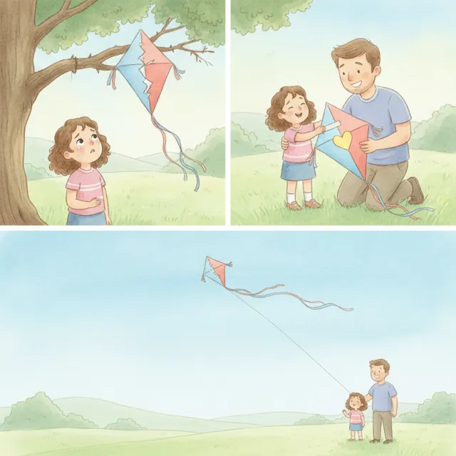 The Broken Kite and a Promise story for kids illustration