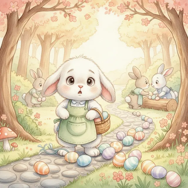 The Bunny Who Forgot to Hide Eggs story for kids illustration