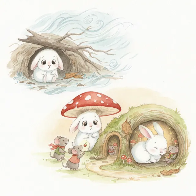 The Bunny Who Found a Home story for kids illustration