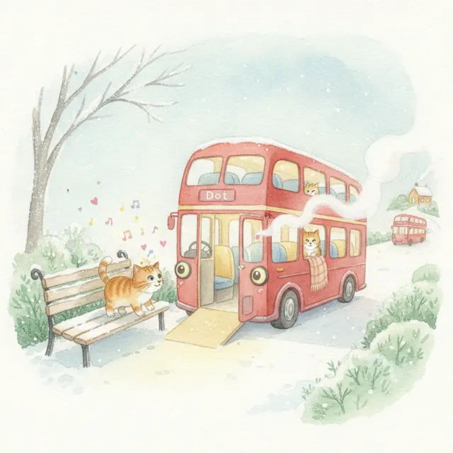 The Bus That Helped a Cold Cat story for kids illustration