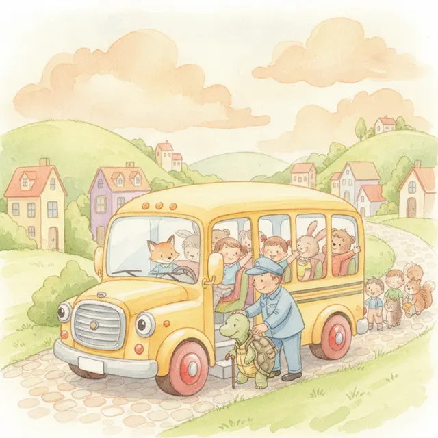 The Bus That Picked Up Friends story for kids illustration